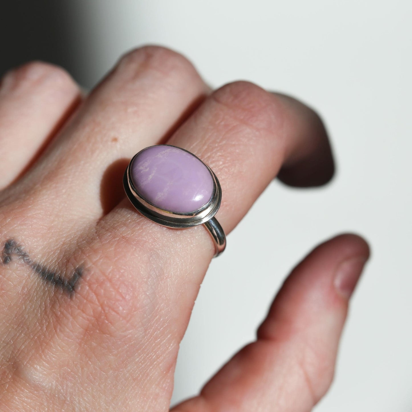 Phosphosiderite Sterling Silver Ring – Oval Violet Gemstone