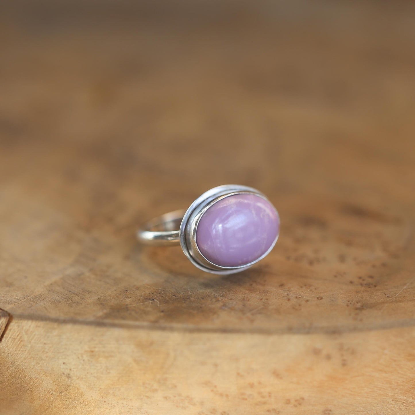 Phosphosiderite Sterling Silver Ring – Oval Violet Gemstone