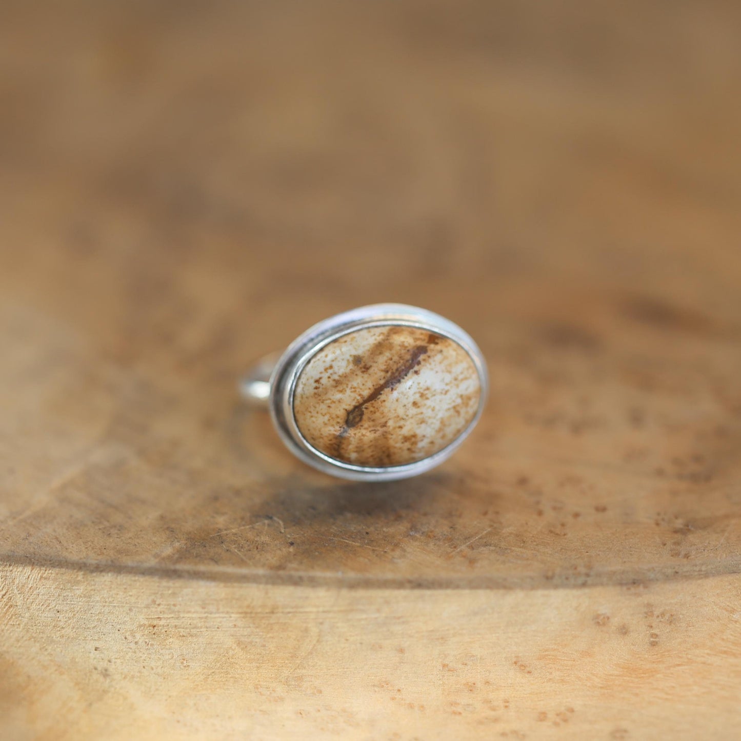Custom Picture Jasper Ring East West Oval Ring - Sterling Silver - Choose Your Stone