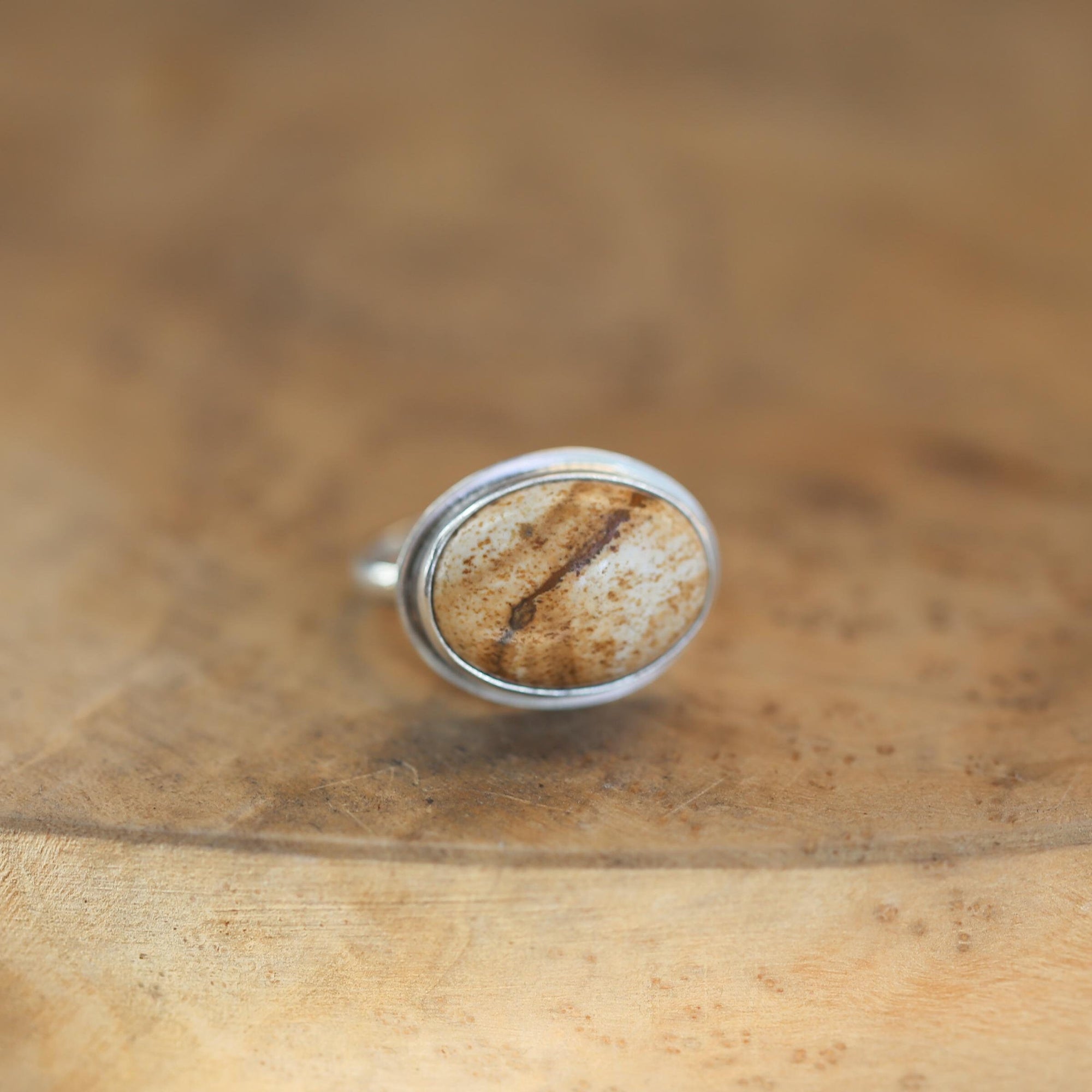 Custom Picture Jasper Ring East West Oval Ring - Sterling Silver - Choose Your Stone