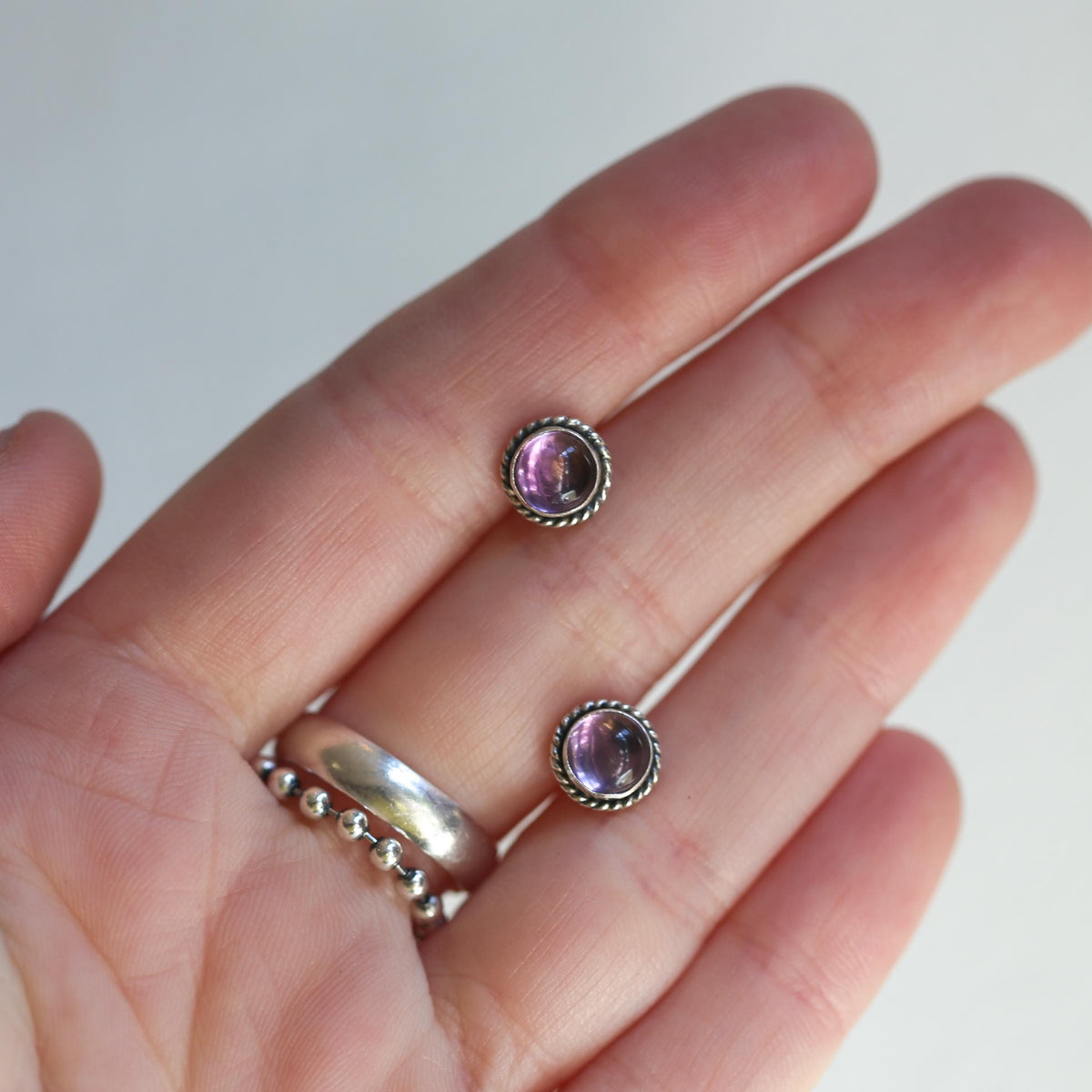 Amethyst Traditional Posts | Sterling Silver