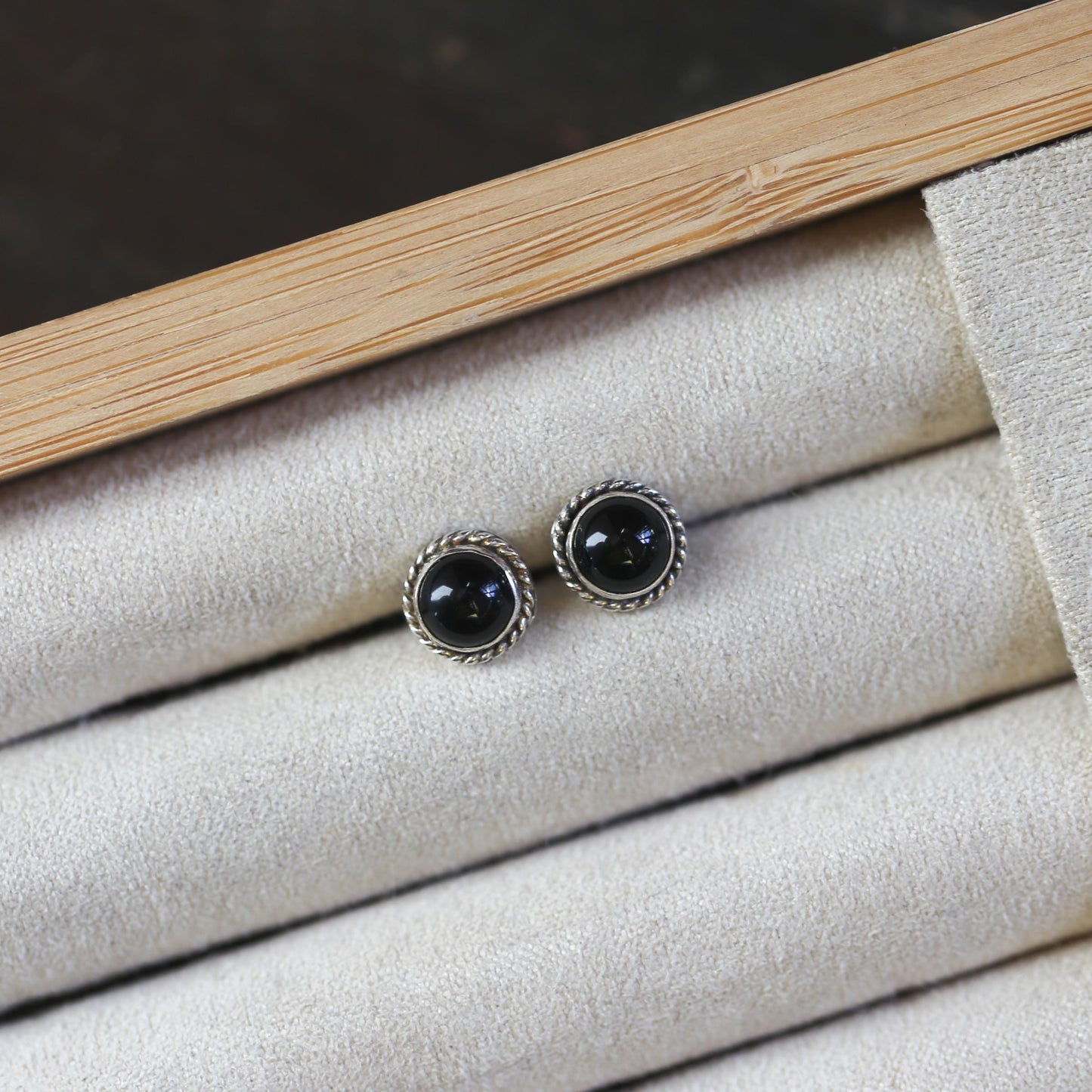 Black Agate Traditional Posts - .925 Sterling Silver - Black Onyx Studs