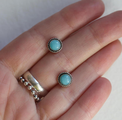 Amazonite Posts - Sterling Silver - Amazonite Stud Earrings