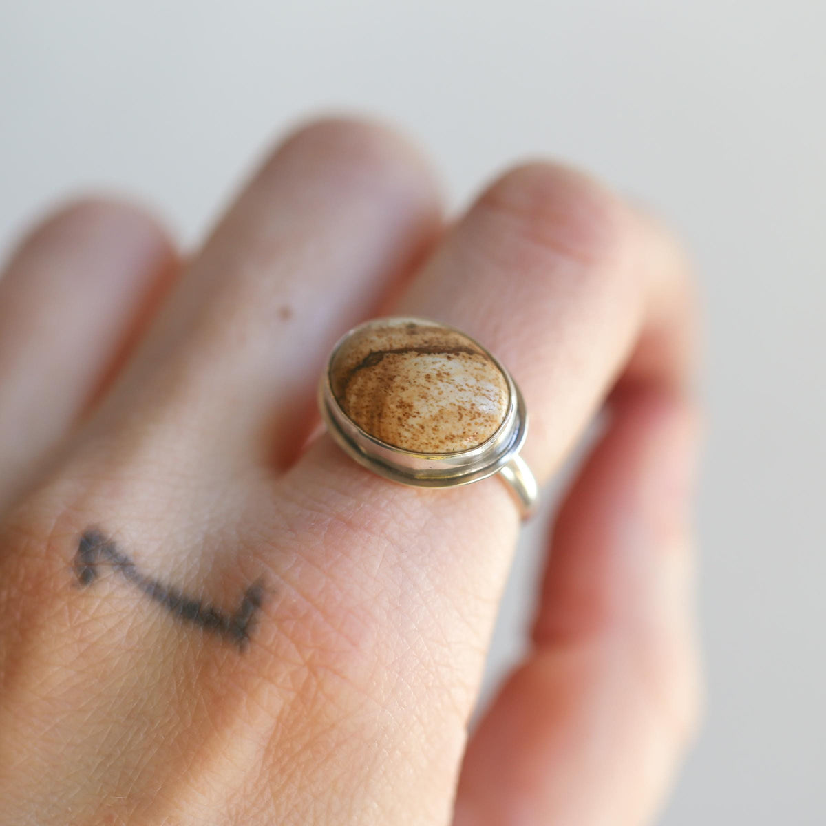 Picture Jasper East West Oval Ring | Sterling Silver | Choose Your Stone