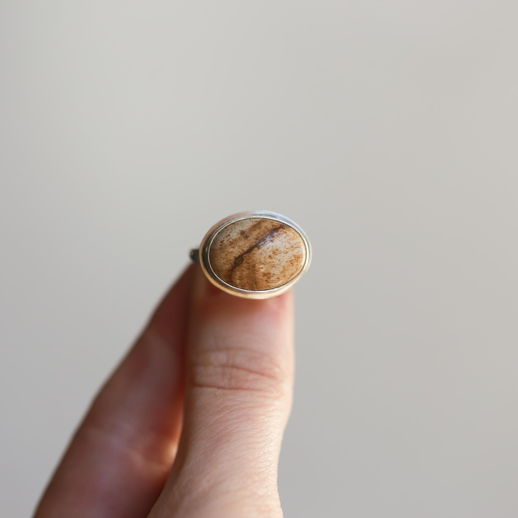 Custom Picture Jasper Ring East West Oval Ring - Sterling Silver - Choose Your Stone