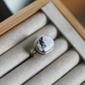 White Buffalo East West Ring - 18K White Buffalo Ring - Silversmith Ring - OOAK