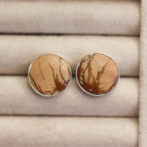 Ready to Ship - Red Creek Jasper Posts - .925 Sterling Silver Earrings - Jasper Earrings - Silversmith - OOAK
