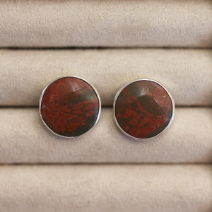 Ready to Ship - Red Creek Jasper Posts - .925 Sterling Silver Earrings - Jasper Earrings - Silversmith - OOAK