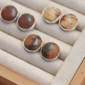 Red Creek Jasper Big Posts - Sterling Silver - Round Jasper Studs
