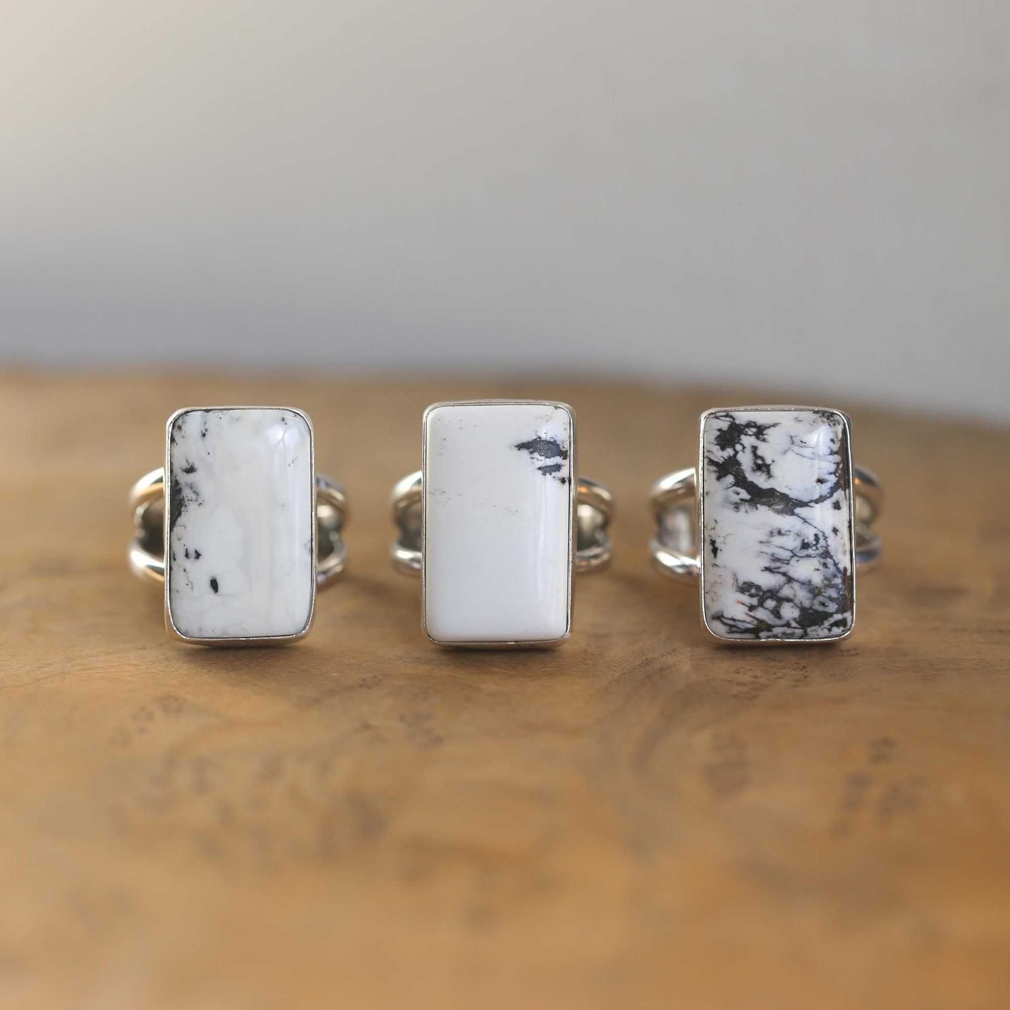 White Buffalo Statement Ring - White Buffalo Rectangle Ring - Silversmith Ring - OOAK