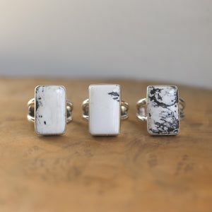 White Buffalo Statement Ring - White Buffalo Rectangle Ring - Silversmith Ring - OOAK