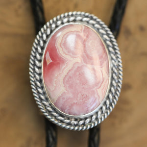 Rhodochrosite Bolo Tie - Sterling Silver - OOAK