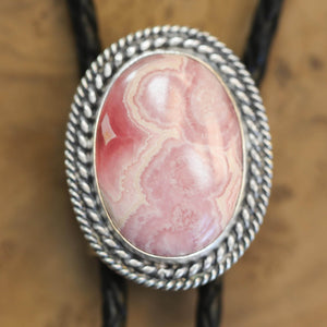 Rhodochrosite Bolo - Choose your Stone - Sterling Silver - Italian Leather - OOAK
