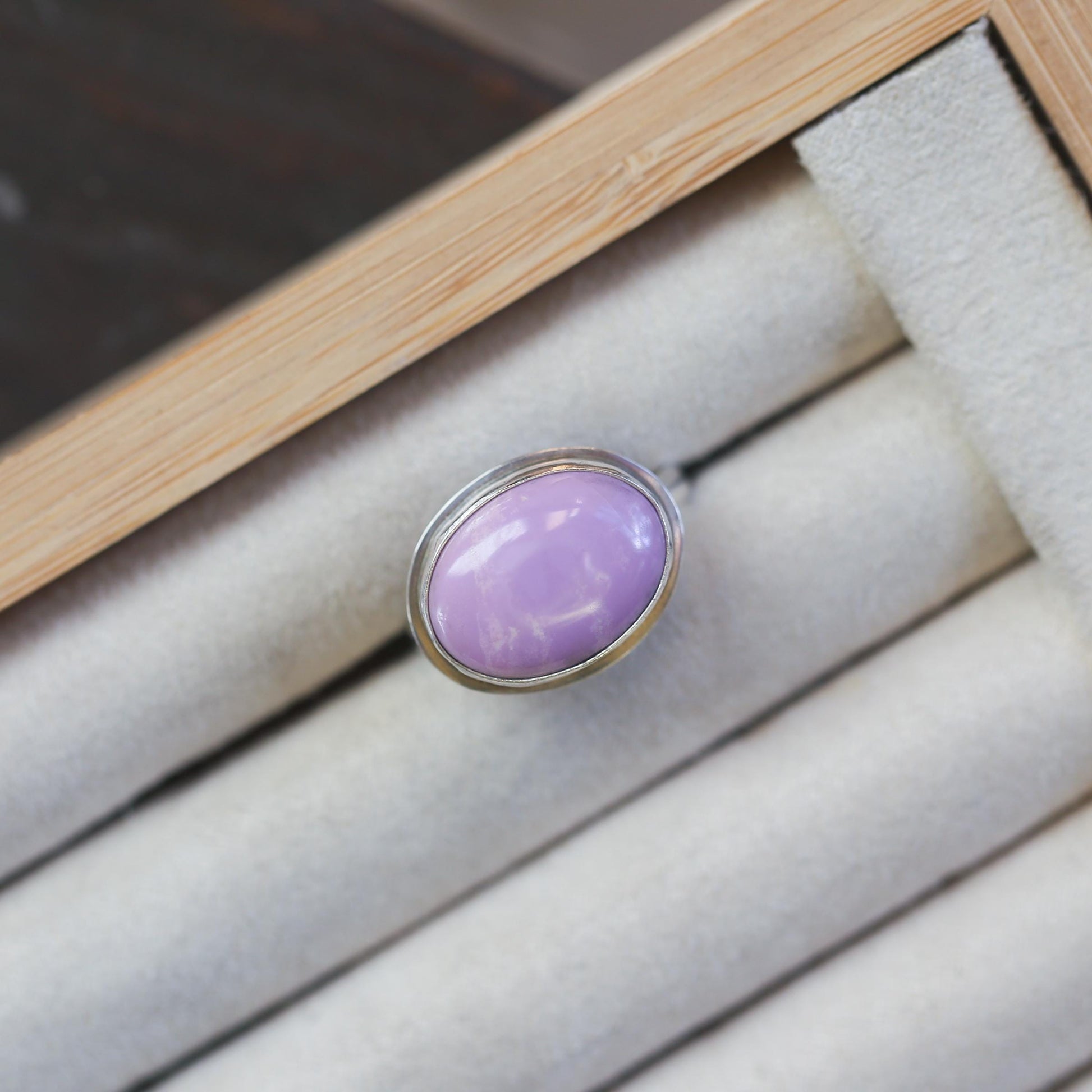 Phosphosiderite Sterling Silver Ring – Oval Violet Gemstone