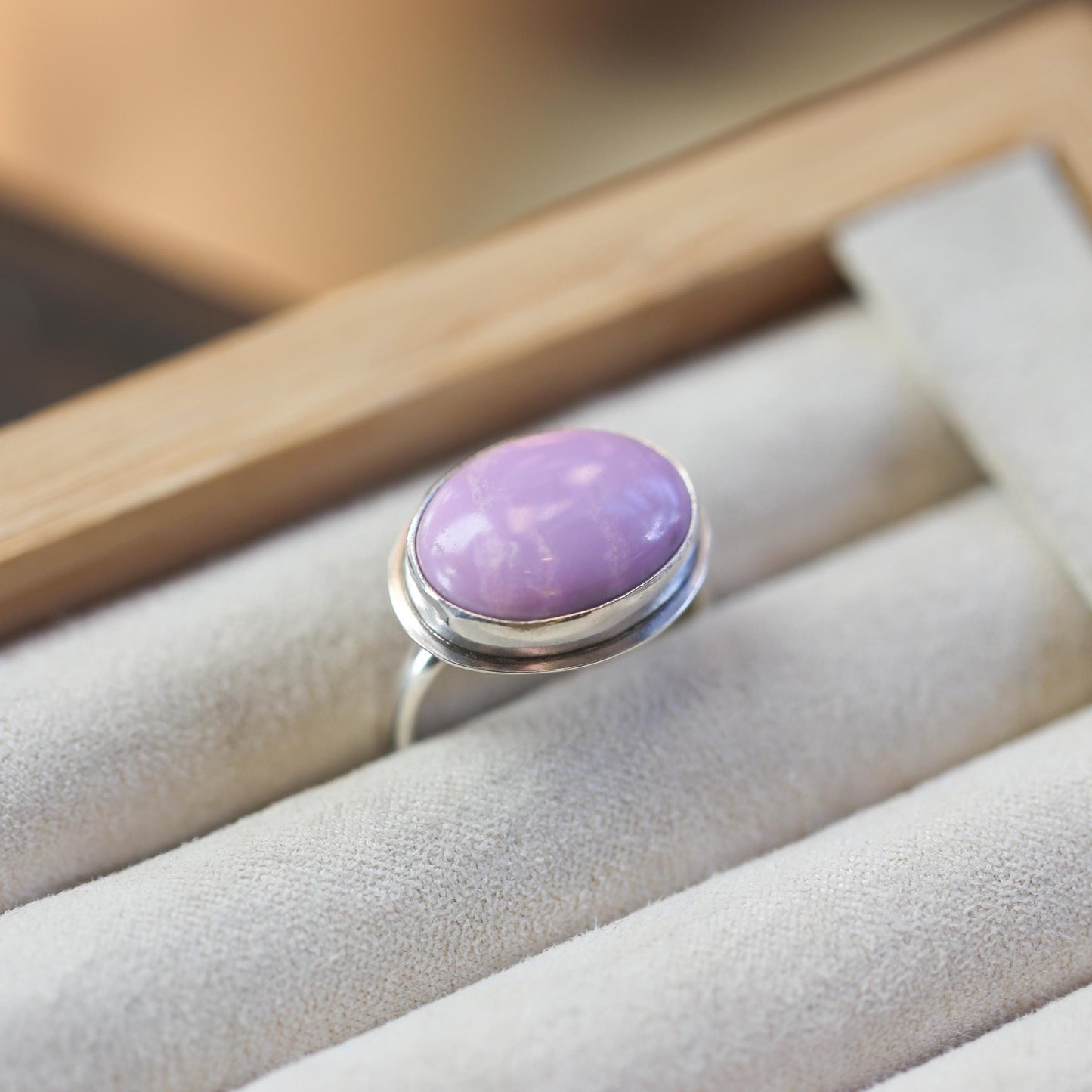 Phosphosiderite Sterling Silver Ring – Oval Violet Gemstone
