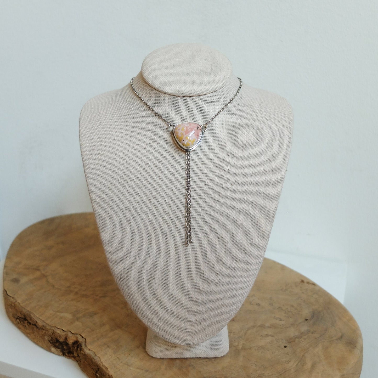 Ocean Jasper Y Necklace - Jasper Bolo Necklace - Sterling Silver