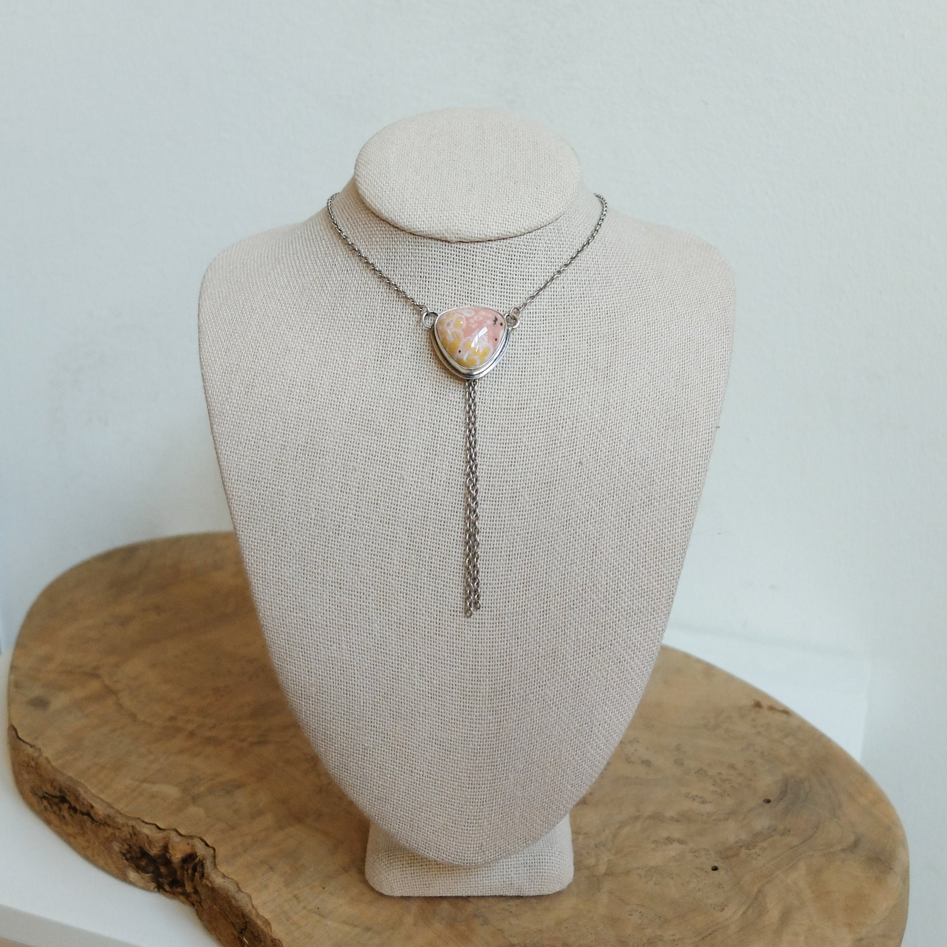 Ocean Jasper Y Necklace - Jasper Bolo Necklace - Sterling Silver