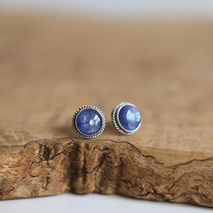 Blue Kyanite Traditional Posts - Kyanite Earrings - .925 Sterling Silver Studs - Kyanite Studs