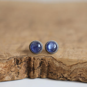 Blue Kyanite Traditional Posts - Kyanite Earrings - .925 Sterling Silver Studs - Kyanite Studs