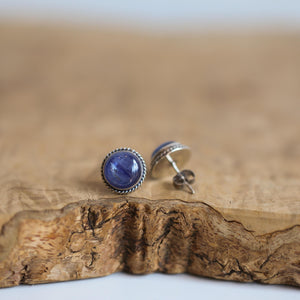 Blue Kyanite Traditional Posts - Kyanite Earrings - .925 Sterling Silver Studs - Kyanite Studs
