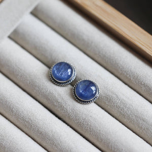 Blue Kyanite Traditional Posts - Kyanite Earrings - .925 Sterling Silver Studs - Kyanite Studs