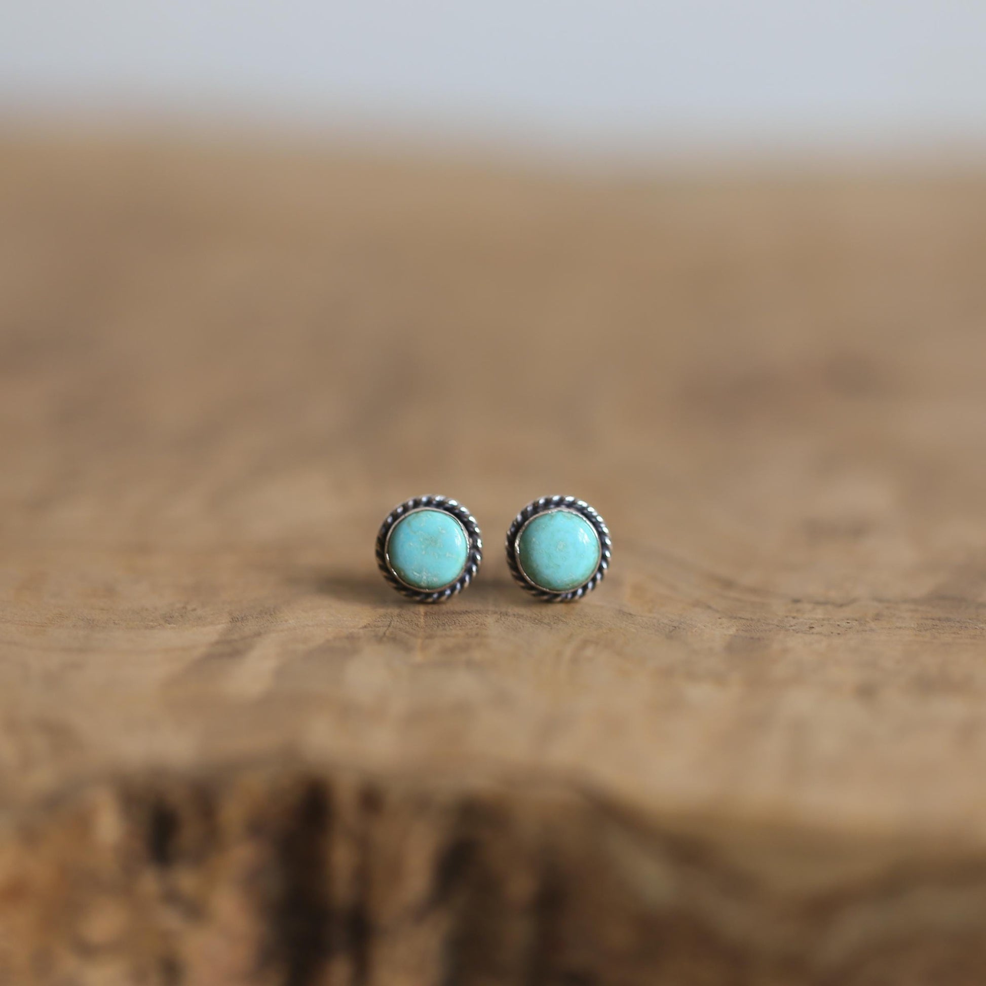 Turquoise Posts - Western Turquoise Studs - Robins Egg Blue Turquoise - Sterling Silver