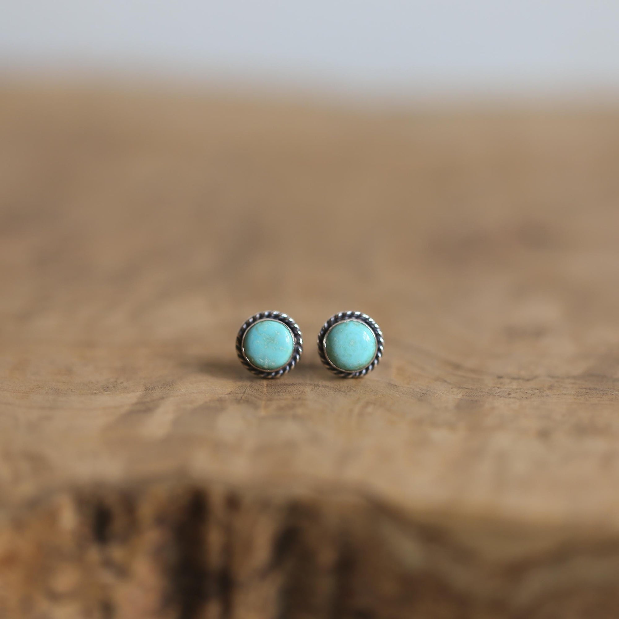 Turquoise Posts - Western Turquoise Studs - Robins Egg Blue Turquoise - Sterling Silver