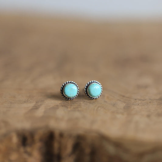 Turquoise Posts - Western Turquoise Studs - Robins Egg Blue Turquoise - Sterling Silver