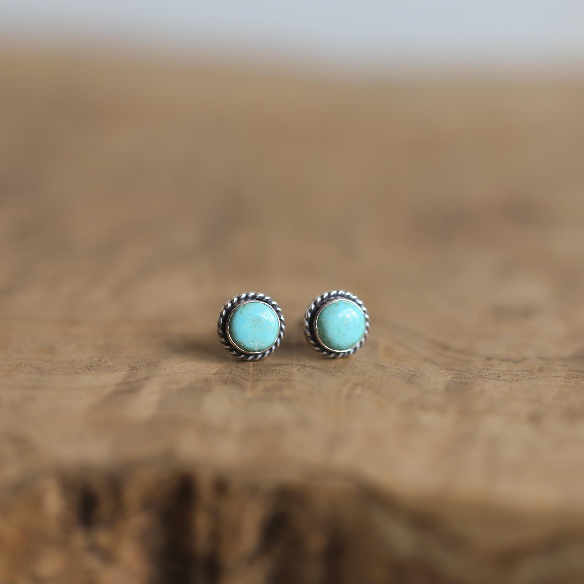 Turquoise Posts - Western Turquoise Studs - Robins Egg Blue Turquoise - Sterling Silver