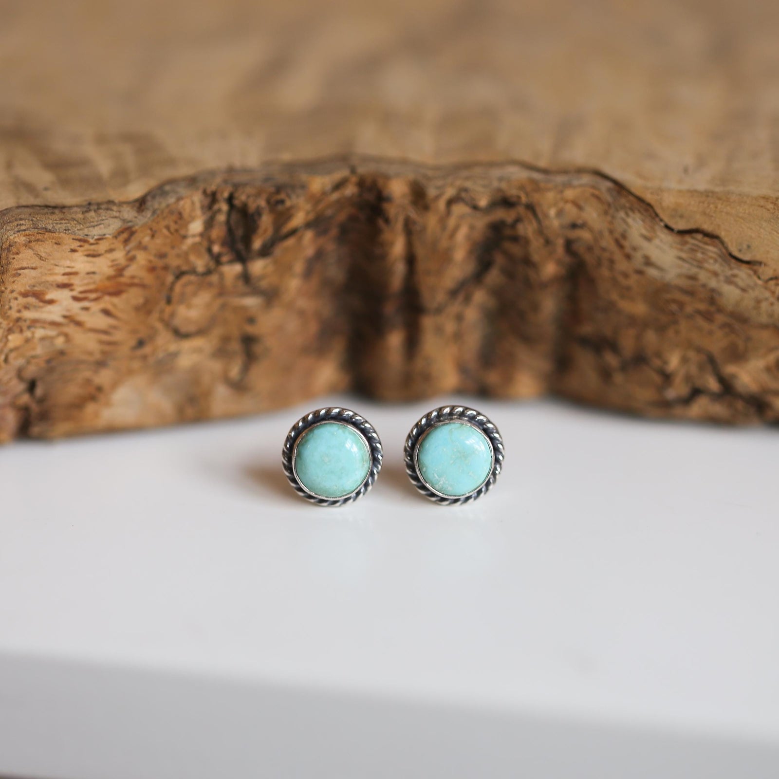 Turquoise Posts - Western Turquoise Studs - Robins Egg Blue Turquoise - Sterling Silver
