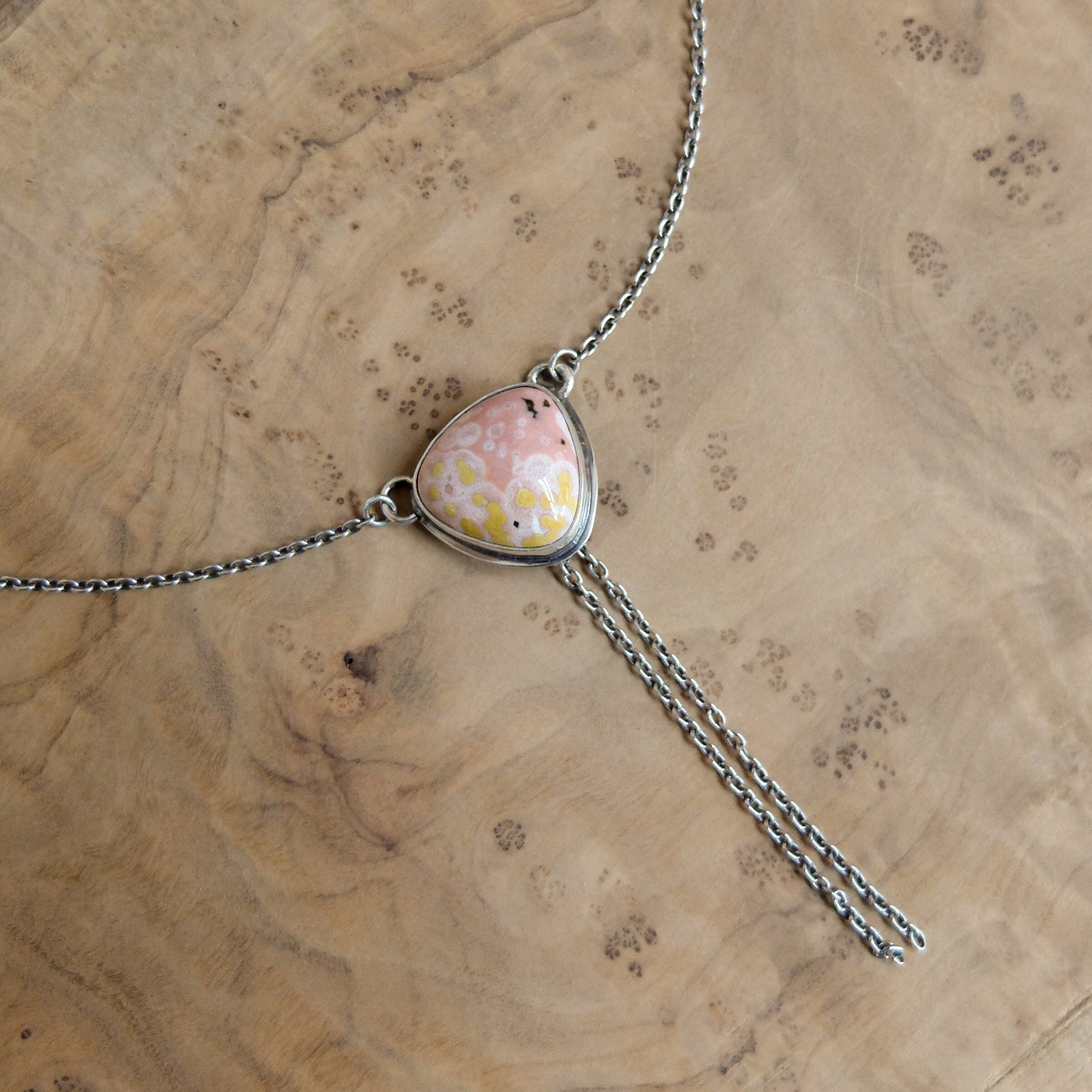 Ocean Jasper Y Necklace - Jasper Bolo Necklace - Sterling Silver