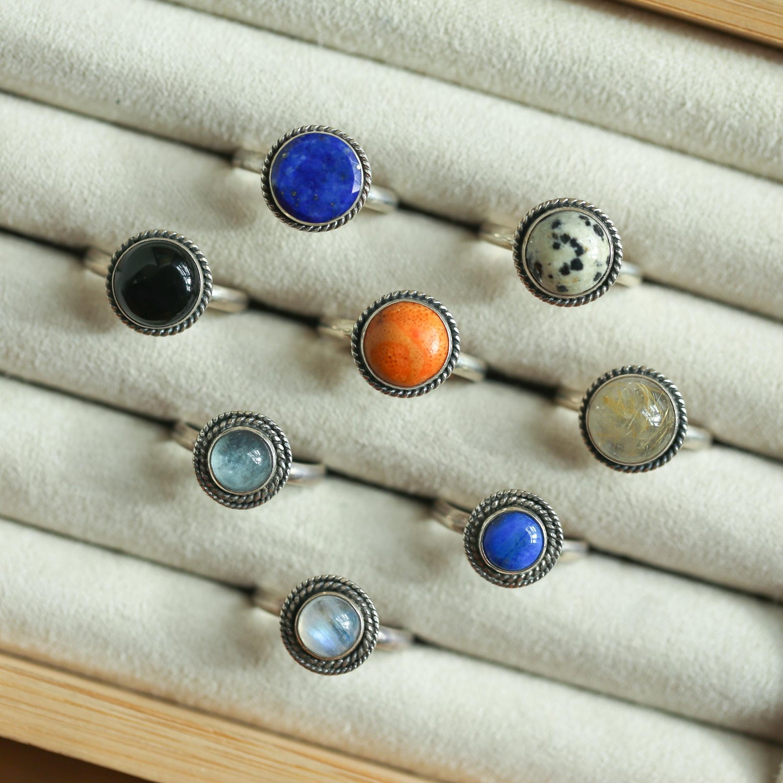 Western Rings - Apatite, Lapis, Dalmation Jasper, Sponge Coral, Sunstone - Sterling Silver