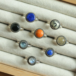 Western Rings - Apatite, Lapis, Dalmation Jasper, Sponge Coral, Sunstone - Sterling Silver