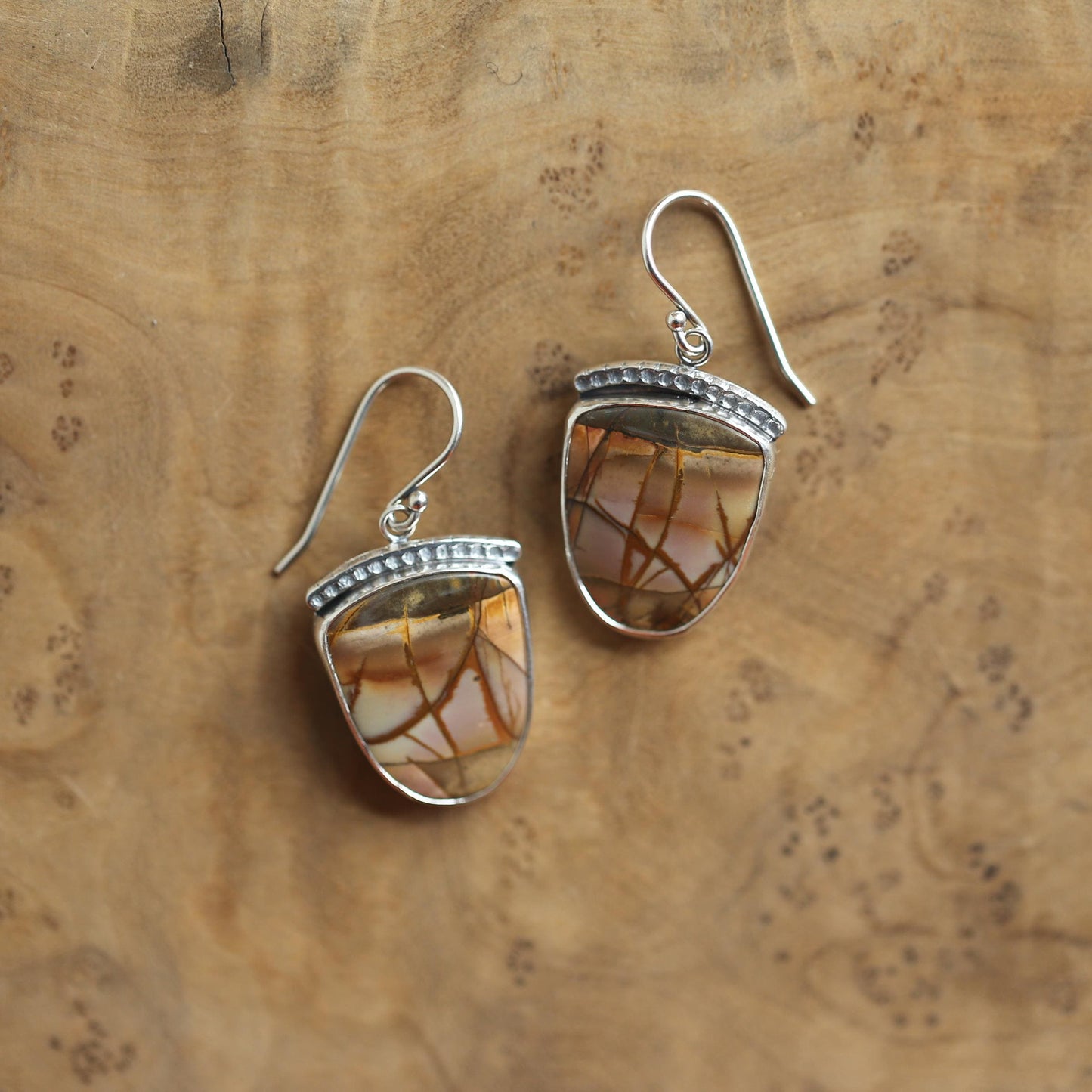 Hammered Sterling Silver Red Creek Jasper Earrings – Choose Your Pair