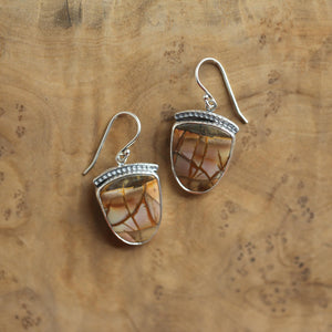 Hammered Sterling Silver Red Creek Jasper Earrings – Choose Your Pair