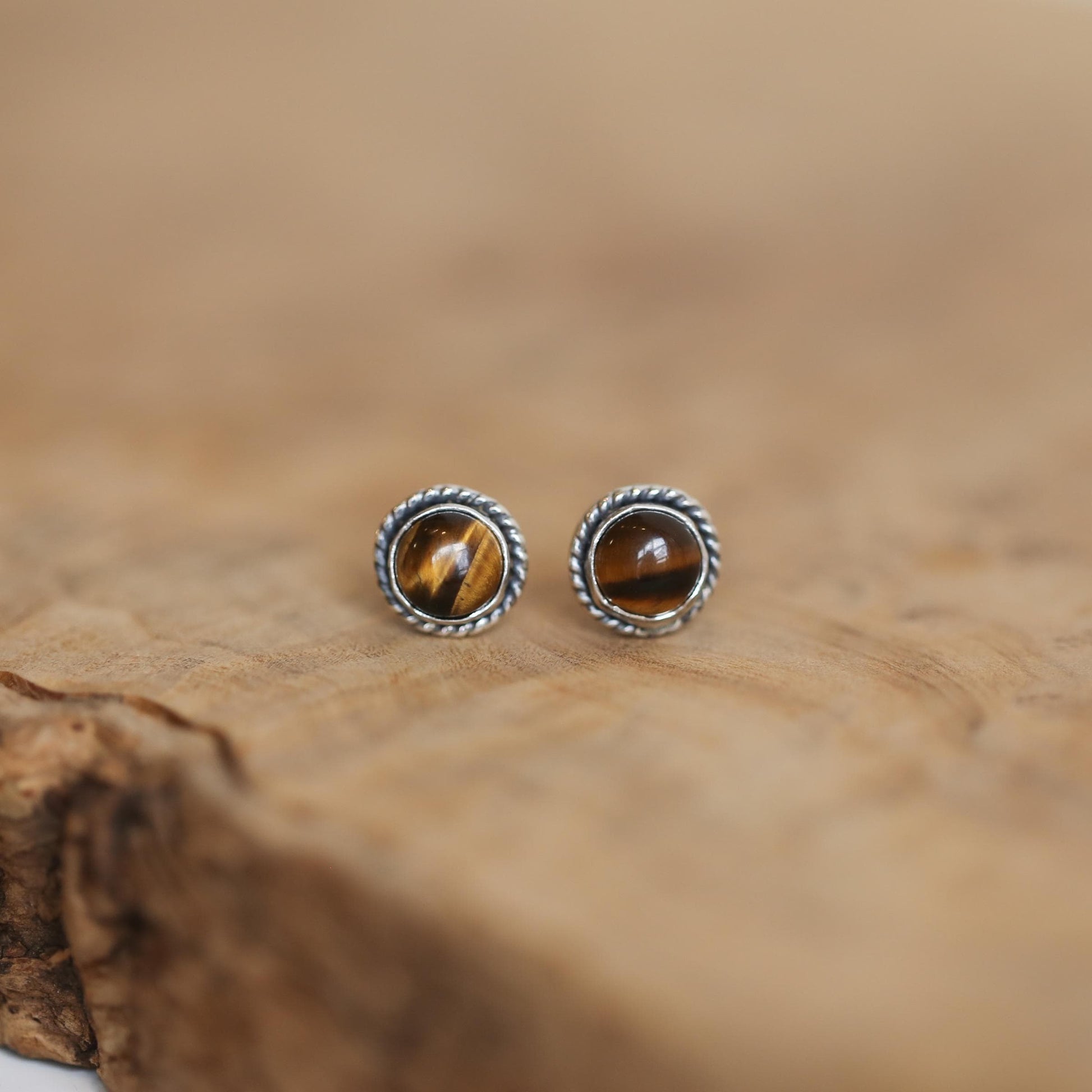 Tigers Eye Traditional Posts - Yellow Tigers Eye Earrings - Post Earrings - Tiger's Eye Studs
