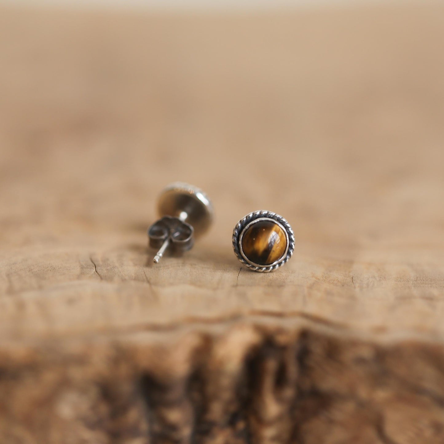 Tigers Eye Traditional Posts - Yellow Tigers Eye Earrings - Post Earrings - Tiger's Eye Studs