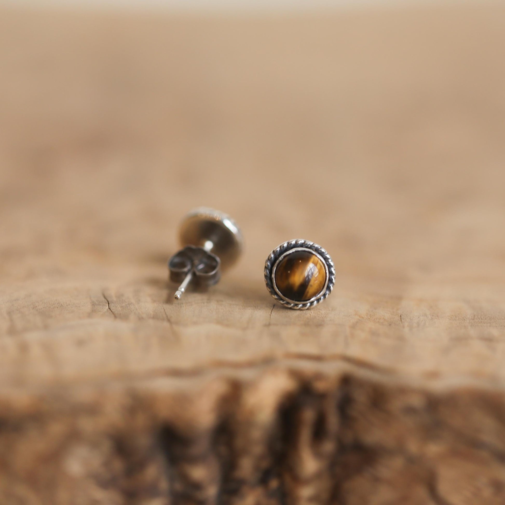 Tigers Eye Traditional Posts - Yellow Tigers Eye Earrings - Post Earrings - Tiger's Eye Studs