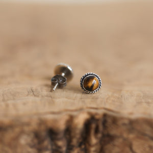 Tigers Eye Traditional Posts - Yellow Tigers Eye Earrings - Post Earrings - Tiger's Eye Studs