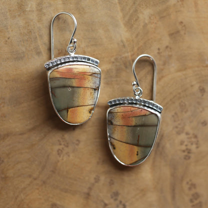 Hammered Sterling Silver Red Creek Jasper Earrings – Choose Your Pair