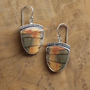 Hammered Sterling Silver Red Creek Jasper Earrings – Choose Your Pair