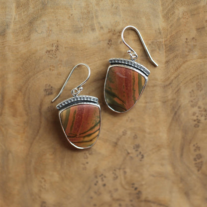 Red Creek Jasper Earrings - .925 Sterling Silver - Ready to Ship - Jasper Drop Earrings