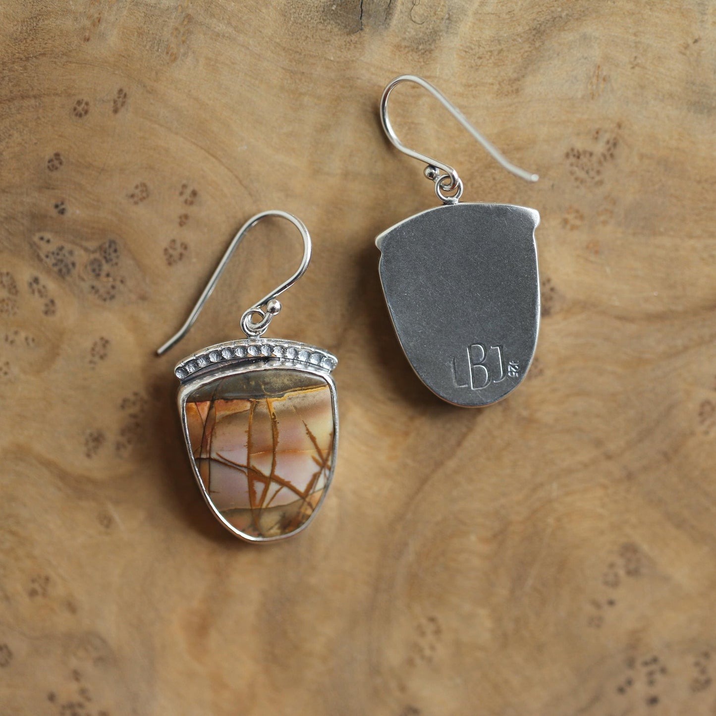 Hammered Sterling Silver Red Creek Jasper Earrings – Choose Your Pair