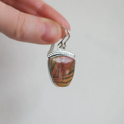 Hammered Sterling Silver Red Creek Jasper Earrings – Choose Your Pair
