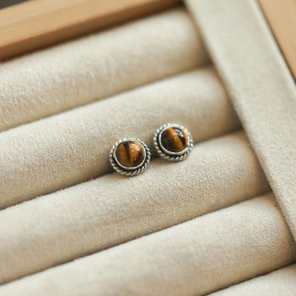 Tigers Eye Traditional Posts - Yellow Tigers Eye Earrings - Post Earrings - Tiger's Eye Studs