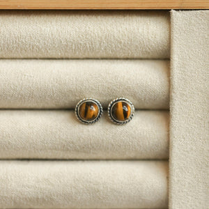 Tigers Eye Traditional Posts - Yellow Tigers Eye Earrings - Post Earrings - Tiger's Eye Studs