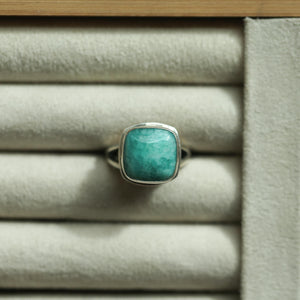 Square Stone Ring - Size 5, 6, 6.5, 8 Amethyst Sunstone Variscite Kyanite Lace Agate, Sterling Silver