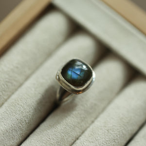 Ready to Ship - Square Stone Ring - Size 5 Size 6 Size 6 1/2 Amethyst Sunstone Variscite Kyanite Laguna Lace Agate