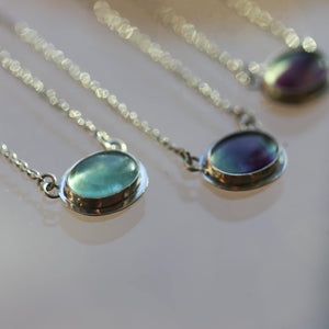 Rainbow Fluorite Pendant - Purple and Green Fluorite Pendant - Fluorite Necklace - Sterling Silver