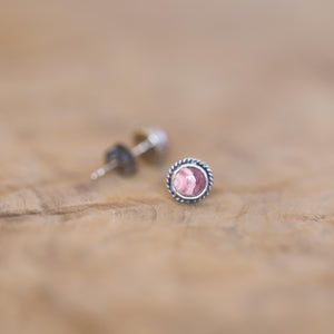Rhodochrosite Posts - Rhodochrosite Earrings - Sterling Silver